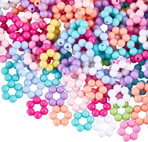 SOFPLATE 200Pcs Acrylic Frame Beads Flower Bead Frames Random Colorful Opaque Hollow Floral Small Focal Beadable Loose Spacer Bead for Jewellery Making Necklaces Bracelets Earrings Supplies DIY Crafts