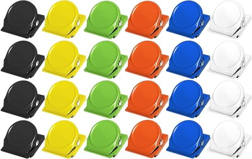 Lostwry 24 Stück Magnetische Clips, Klammer Multi Farbe Metall für Kühlschrank, Whiteboard, Magnettafel, Büro, Zuhause, Küche, Schule - 6 Farben