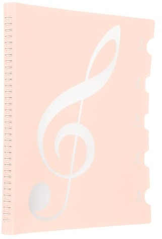QUARKZMAN 20 Hüllen 40 Seiten Notenmappe A4 21.6 x 28cm Hellrosa Aufkleber | Präsentationsmappe Spiralbinder Organizer Chormappe, Wasserdicht, für Klavier Gitarre Violine Notenblätter Papier