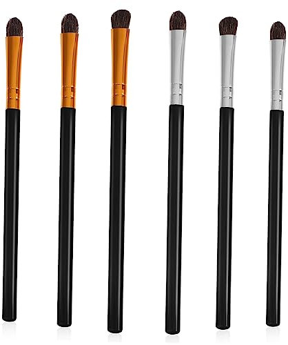 PACKOVE 6piezas Brochas Para Sombras De Ojos Pelo De Caballo Suave y Mango De Plástico