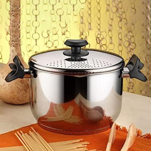 GAOAZHEN Großer Gemüsetopf mit Deckel - Edelstahl-Suppentopf, 22 cm Edelstahl-Nudeltopf Spaghetti, Topf mit verschließbarem Siebdeckel Induktion, Kochtopf mit Antihaftbeschichtung für alle Herdarten