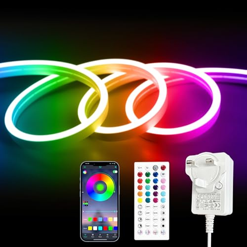 ShineBurky Striscia LED Neon RGB 10M, Strisce LED Esterno 24V