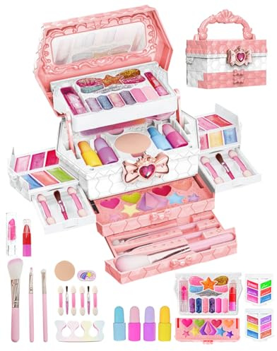 Kids Makeup Sets for Girls, 54 PCS Girls Make Up Starter Kit, Children Princess Real Play Games Washable Makeup Kids, Non Toxic Presents Toys Christmas Birthday Gifts for Little Girl Age 4-12 Year Old