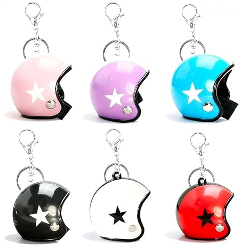 Llavero Moto de Casco, Porta Chaves con Diseño de Casco de Motocicleta 3D, 6 pcs Keychain Cierre de Langosta Casco Moto, Llavero Personalizado Moto para Regalo de Cumpleaños