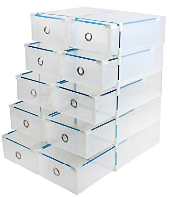 Vinteky 10 x Scatola Porta Scarpe, Uomo/Donna, Salvaspazio, Trasparente