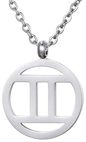 Morella Women's Stainless Steel Necklace Silver with Pendant Star Sign Gemini in a Velvet Bag