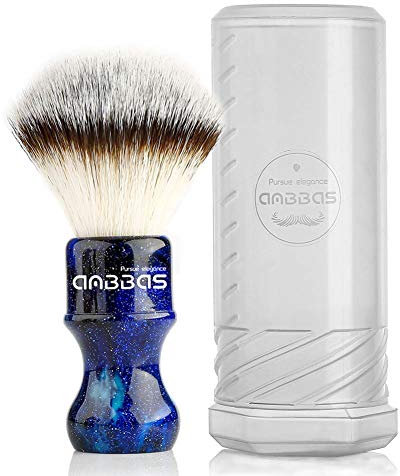 Anbbas Brocha de afeitar vegana con estuche de viaje para brocha de afeitar Classic Silvertip Fibre Mango de Resina Tamaño Shaving Brush (nudo 24 mm) (Azul)