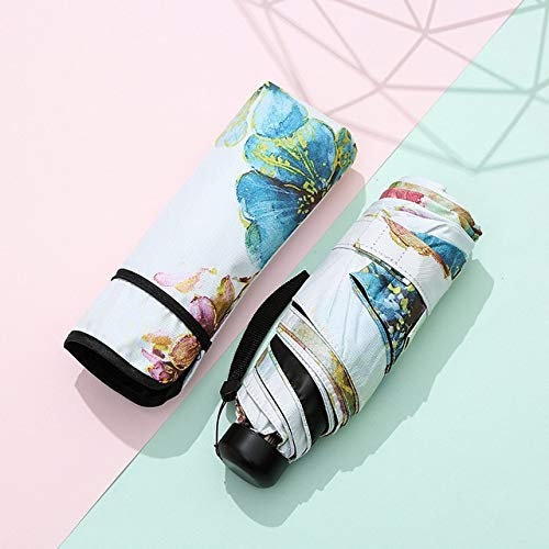 DJMJHG Mini Pocket Rain Women Plegable Sun Protection Anti-uv Parapluie Folding Women Umbrella Cream white