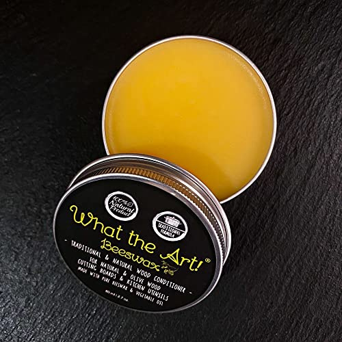What the Art!® Beeswax Gr. L | Naturlig trävård för skärbrädor och köksredskap gåva | bivax och linolja | 200 ml | träskydd – träsmör – olivträ – naturligt trä