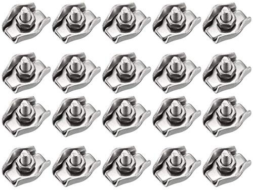 20 Morceaux Serre-Câble en Acier Inoxydable, Pince en Acier Inoxydable Câble, Convient pour La Fixation de Câbles Métalliques Et de Câbles Métalliques