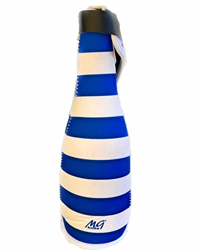 MGKolbe® Elegant Cooling Champagne Bottle Neoprene Bottle Holder Lining Refreshes Sparkling Prosecco Keeps Cold Ice Free and Bottle Bucket White Blue