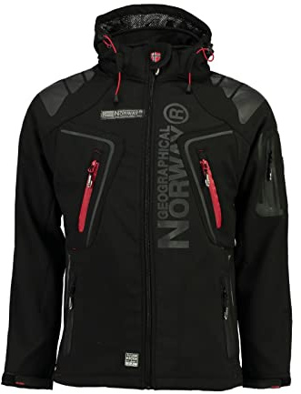 Geographical Norway Techno softshelljacka herr huva avtagbar, svart, XL