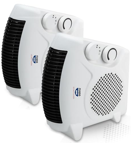 CUQOO Powerful 2KW Fan Heater with 2 Heat settings & Cool Function - Upright Electric Quiet Space Heater for Home with Variable Thermostat, Low Energy Usage, Perfect Electric Room Warmer