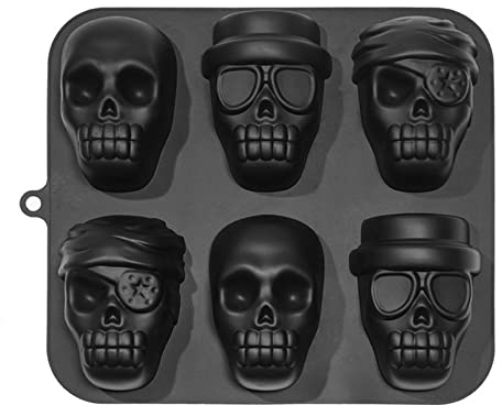 Joyeee Totenkopf-Silikonform, Schokoladen-Süßigkeiten-Formen für Buntstift-Gelee-Fondant-Harz-Kekse