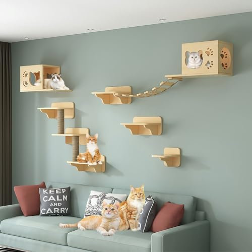 Katzen Wandmöbel– Kletterwand und Sitzstangen für die Wand, Wandmontiertes Katzen Kletterwand Set, DIY-Freiheitsmontage, Platzsparend (Size : Style3)