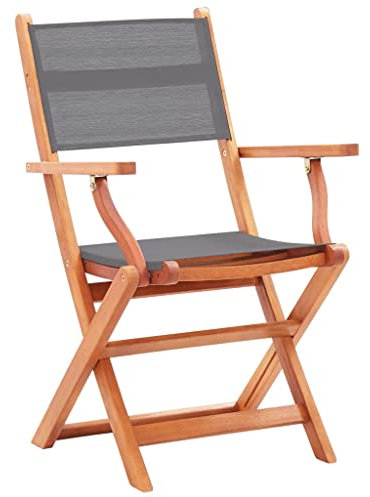 HETFTJN Sonnenstuhl Campingstuhl Klein Esszimmerstühle Modern Balkonstuhl - Gartenstühle 2 STK. Klappbar Massivholz Eukalyptus & Textilene für Terrassen Outdoor Garden Balcony