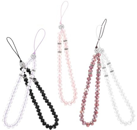 jojofuny 5pièces Bracelet Téléphone Perlé Charme Pendentif Cristal Bohème Léger Chaîne Décoration Portable Accessoires Téléphone Portable Femmes Hommes