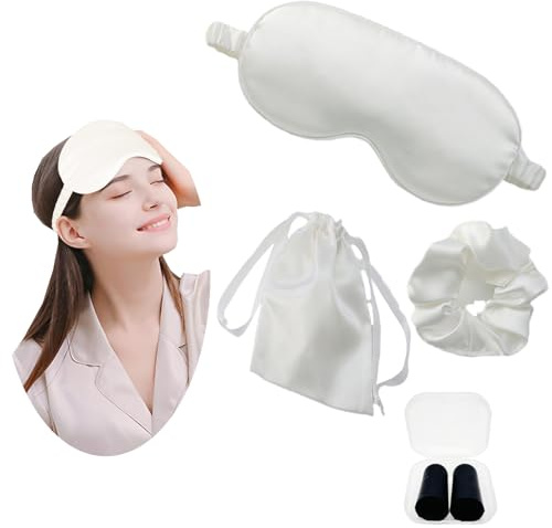 JK Home Masque de Sommeil en Soie Imitation Cache Yeux Blanc