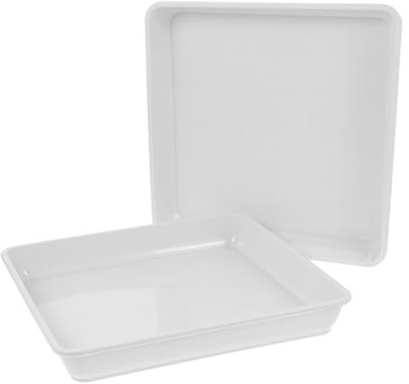 TOYANDONA Lot De 2 Plateaux D'égouttage Carrés en Résine Blanche pour Pots De Plantes Succulentes, Supports Universels Antidécoloration Et Antidérapants pour Jardin Intérieur Et Extérieur, Modèle 220