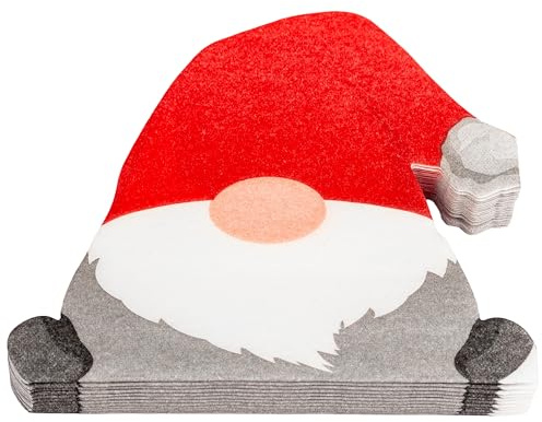 HEKU 12 Premium Airlaid Weihnachtsservietten Wichtel I Hochwertige, stoffähnliche Einwegservietten I Wichtel-Design | Rund ausgestanzt & besonders saugfähig | Ideal für festliche Anlässe