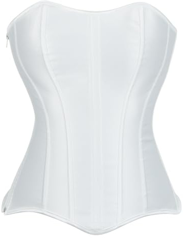 Kelvry Corset pour femme, lingerie basque gothique, galbant, dentelle en satin, corset à baleines, haut bustier surpoitrine