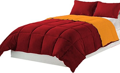Tata Home Piumino Winter Double Face Invernale 300 gr/mq in Morbida Microfibra Misura 1 Piazza Singolo cm 155x200 Colore Arancio Bordeaux