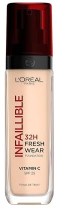 L'Oréal Paris Make-up, Wasserfest und langanhaltend, Flüssige Foundation mit LSF 25, Infaillible 32H Fresh Wear Make-up, 20 Neutral, 30 ml