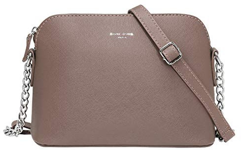 David Jones - Damen Kleine Umhängetasche - Frau Handtasche PU Leder - Tasche Kette Schultertasche Crossbody Bag - Abendtasche Zip Reißverschluss - Party Handy City Clutch Mode Elegant - Taupe Braun