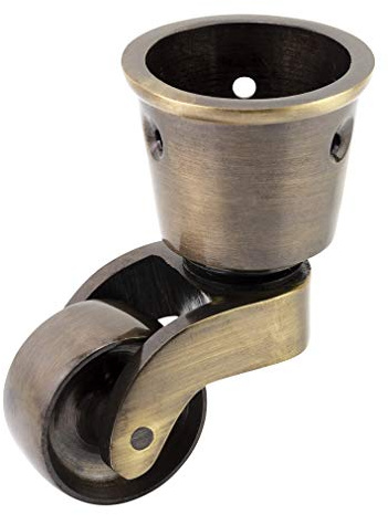 Möbelrolle aus massivem Messing mit 28 mm Rad (Einzelstück) – echtes massives Messing – Antik-Vintage-Effekt – Becherform – britisches Unternehmen