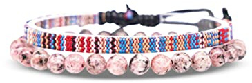 Made by Nami 2-Pack Surfararmband för Dam & Herr – 100% Vattentåliga & Handgjorda – Bohemiskt Tygarmband med Pärlor – Sommar Smycken