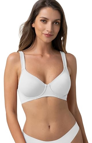 Dorina Reggiseno Donna Lindsay – con Ferretto, Non Imbottito, Coppe Preformate, Copertura Totale, Morbido Tessuto Micro, Spalline Regolabili per Supporto Comodo, Bianco