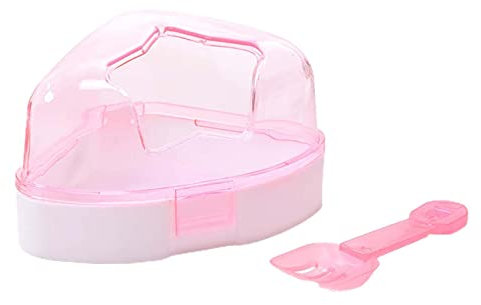 Fonowx Hamster-Sand-Badezimmer-Sandbad-Box, langlebig, tragbar, transparent, leicht zu reinigen, Hamster-Sandkasten, Toilette, Badewanne für Zwerghamster, ROSA