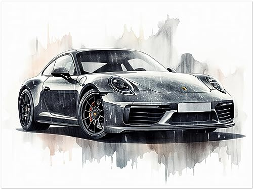 Generisch Auto Poster - Porsche 911 Sportwagen Kunstdruck Illustration Wandbild P247N (30x40 cm)