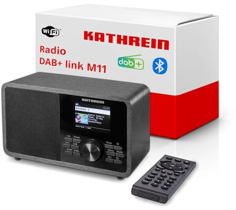 Kathrein DAB+ Link M11 I Digitalradio Mit EWF I DAB+, UKW & Internetradio I WLAN Radio Mit Bluetooth für Streaming, Aux 3,5mm I Fernbedienung & App-Steuerung in Schwarz