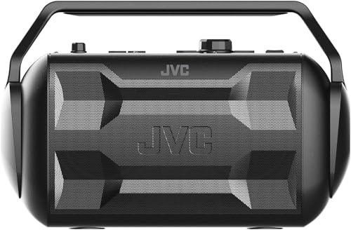 JVC Rover Portable Indoor/Outdoor Bluetooth Speaker, 30 Watts Powerful Sound, 30 Hours Battery, IPX4 Water Resistant, USB Port and Microphone/Guitar Input - XSS521PB (Black)
