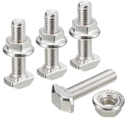 QUARKZMAN M5x20mm T-Nut und M5 Sechskantflanschmuttern-Set, 40 Sets Hammerkopf T-Bolzen T-Form Stift Schiebeschraube für 20er Serie Aluminiumprofil