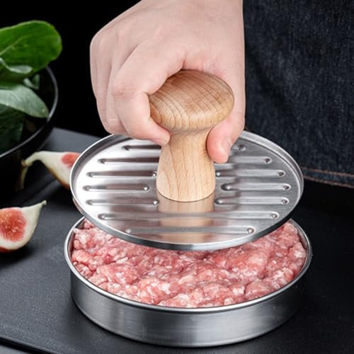 Pressa per hamburger in acciaio inox, pressa per hamburger, per barbecue, grigliare, cucinare, utensile da cucina, pressa per carne macinata, carne di manzo, pesce e verdura
