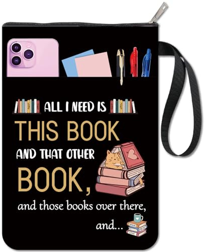 CRASPIRE Fundas para Libros con Palabras Fundas Protectoras Negras para Libros Fundas Vintage para Libros de Bolsillo Fundas de Tela Lavables con Cremallera Y Bolsillo Adicional para Amantes los