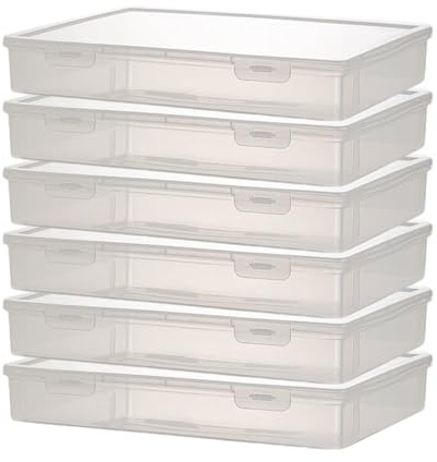 JIEHIN Lot de 6 boîtes d'archivage A4 en plastique - 32,5 x 23 x 5 cm - Multiusages - Avec couvercle - Boîte à documents A4 - Boîte en plastique - Organiseur de papier A4 - Pour documents, photos