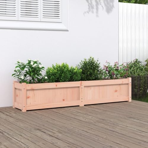 Festnight Jardinière Bois Extérieur - Bac à Fleurs Rustique - Douglas Naturel - 150 x 31 x 31 cm