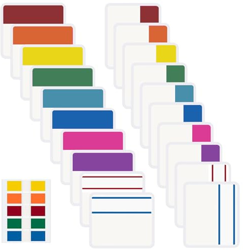 500 Pieces Sticky Index Tabs, Writable & Repositionable Page Markers, 2 Inch File Tabs for Notebooks, Books, Binders, Folders, Tab Dividers Stick On, 10 Colors, 21 Sets (Vibrant, 500pcs)
