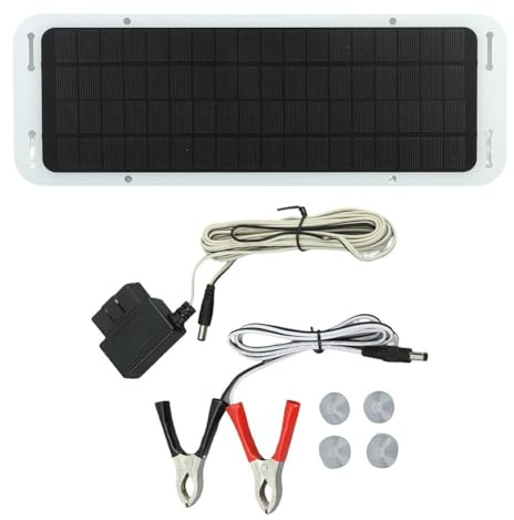 EasyByMall Chargeur solaire 12 V 0,5 A pour voiture, camping-car, bateau et moto - Étanche IP65 - Panneau en silicone cristallin