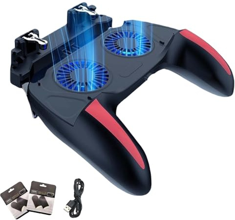 Retrowave Mobile Gaming Controller with Dual Cooling Fans,Smartphone Gamepad,Ergonomic Phone Gaming Grip Gamepad Joystick Adjustable Phone Stand for All Smartphones Gaming Accessories (Plug-in)
