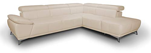 Mivano Ecksofa Felipe in Lederoptik / Moderne Eckcouch mit verstellbaren Kopfstützen / 292 x 73 x 233 / Kunstleder Weiß