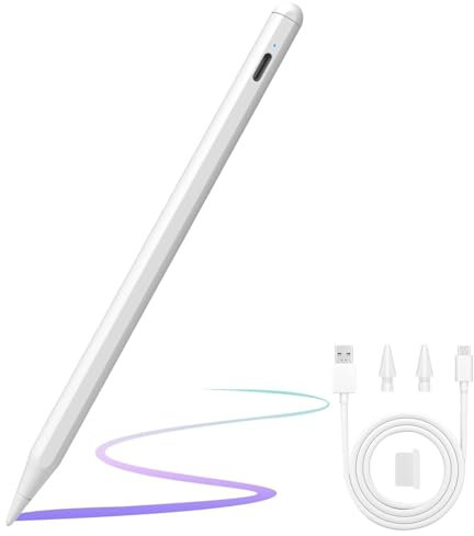 ANYQOO Lápiz para Apple iPad 2018-2025, 15Min Carga Rápida Pencil iPad Compatible con iPad 6/7/8/9/10/11 A16,Mini 5/6/A17Pro,Air 3/4/5/M2/M3,Pro M4/11/12.9/13,Rechazo de Palma,Precisión de Píxel