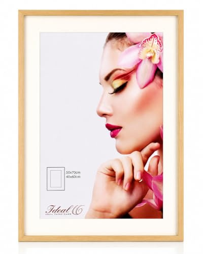 IDEAL TREND 3D Objektrahmen Holz Bilderrahmen Wanddeko Collage Poster Shirt Trikot Rahmen HR: Farbe: Natur | Format: 50x70