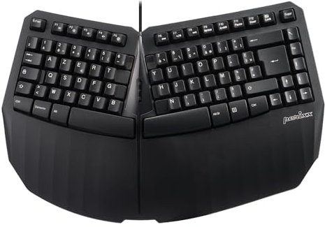 perixx PERIBOARD-413B, Mini Clavier Ergonomique Filaire USB - Design TKL - Noir - AZERTY Français