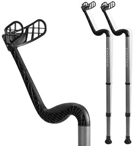 Ossenberg GANYMED® Unterarmgehhilfe - Gehhilfe mit ergonomischem Softgriff - höhenverstellbare Unterarmstütze aus Leichtmetall - Krücken mit Gummifuß - bis 120 KG - grau