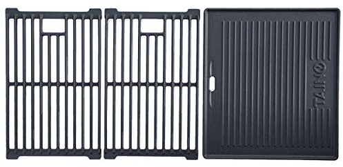 TAINO Basic 6+1 Gusseisen Rost Grillplatte Grillrost Zubehör Set Gasgrill Grill Wendeplatte