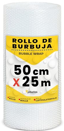 Rollo de plástico de burbujas | Varias medidas | Ideal para embalaje, mudanzas, protección (50cm x 25m)